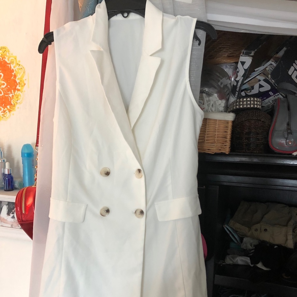 White double breasted dress